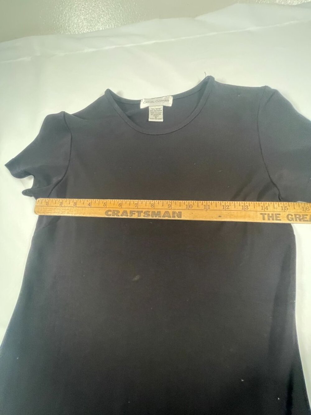 Casual Corner Black Dress Womens Small Short Sleeve A Line Knee Length Classic - Picture 5 of 5